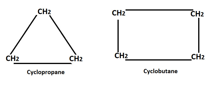 cycloalkanes, cyclopropane, cyclobutane